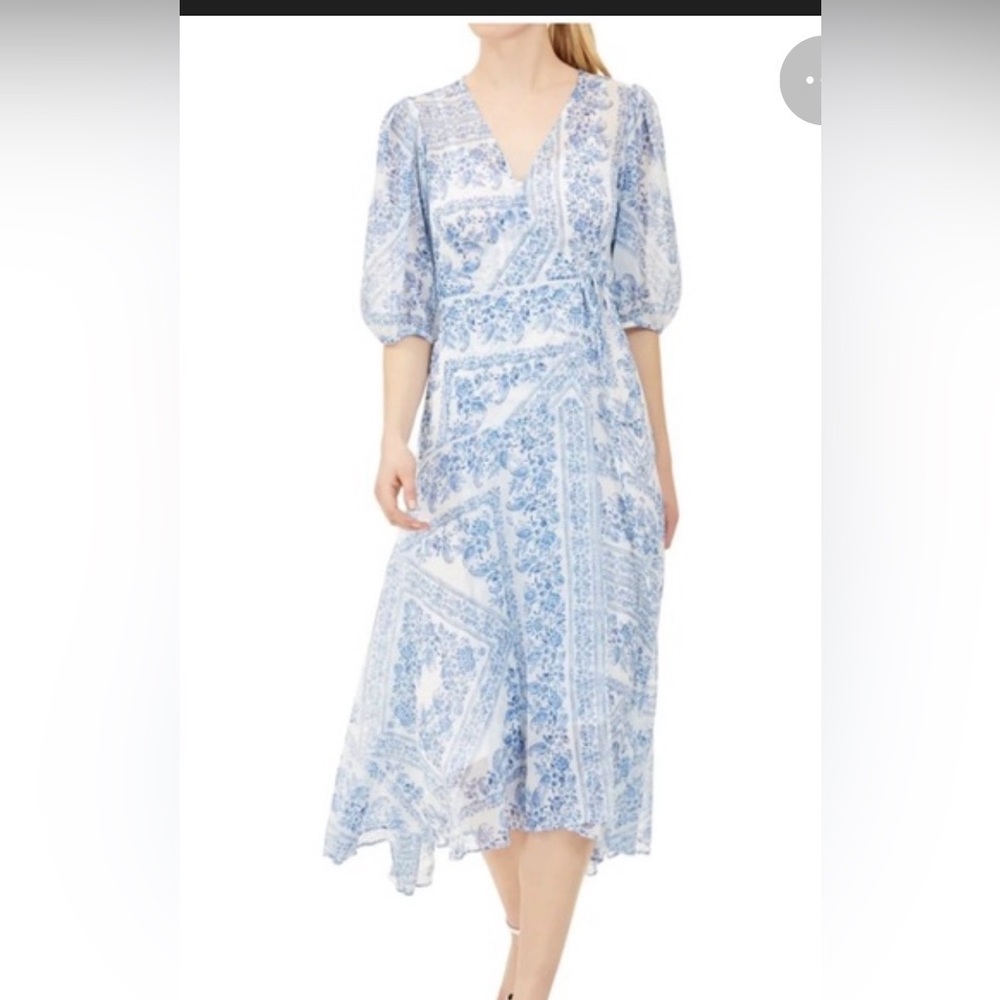 Calvin Klein Blue and White Floral Pattern Dress